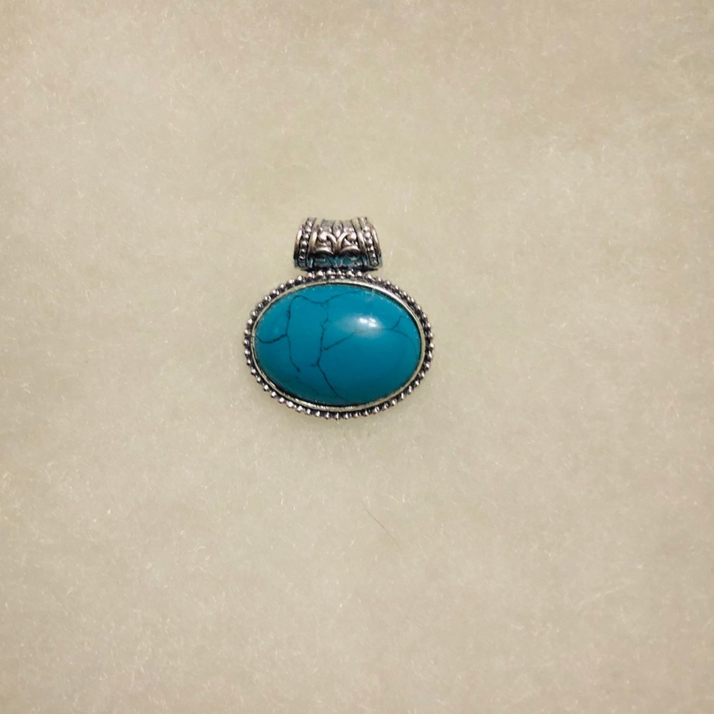 RMN silver tone and blue slide for necklace